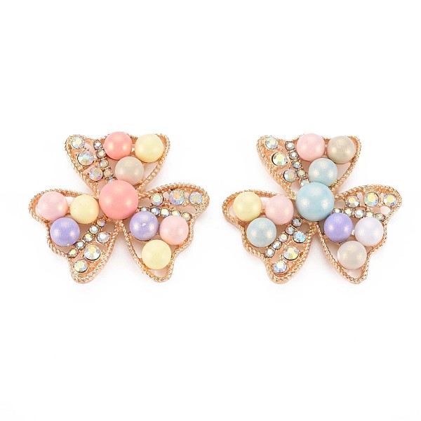 

PandaHall Rack Plating Alloy Cabochons, with Crystal AB Rhinestone and Acrylic, Faceted, Cadmium Free & Lead Free, Light Gold, 3-Petal..., Clear