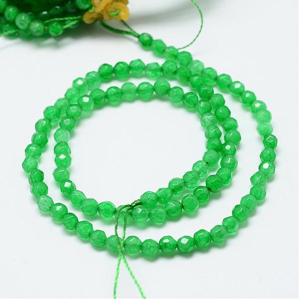

PandaHall Natural White Jade Bead Strands, Dyed, Faceted, Round, Green, 4mm, Hole: 1mm, about 88~89pcs/strand, 14.37~14.57 inch(36.5~37cm)...