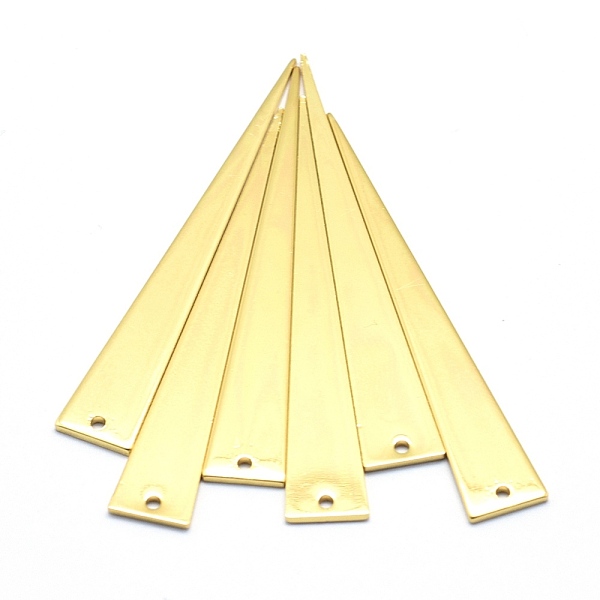 

PandaHall Brass Pendants, Lead Free & Cadmium Free & Nickel Free, Triangle, Real 18K Gold Plated, 51x8x1mm, Hole: 1mm Brass Triangle