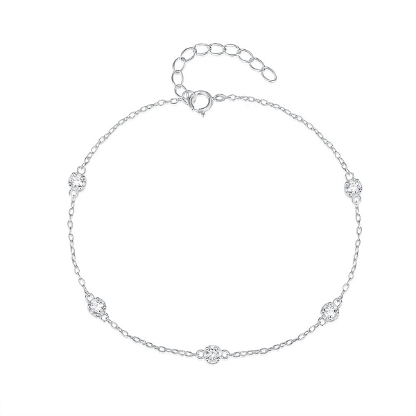 Silber 925 Sterling Silber Flaches Rundes Gliederarmband