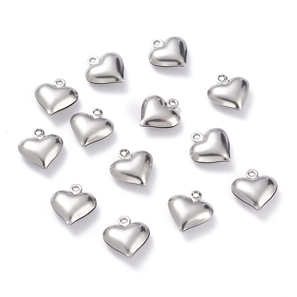 

PandaHall 304 Stainless Steel Pendants, Heart, Stainless Steel Color, 13x12x4.6mm, Hole: 1.2mm 304 Stainless Steel Heart
