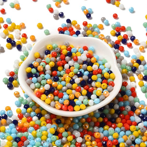

PandaHall Glass Beads, Faceted, Rondelle, Mixed Color, 4x3mm, Hole: 0.4mm, about 6800pcs/500g Glass Rondelle Multicolor