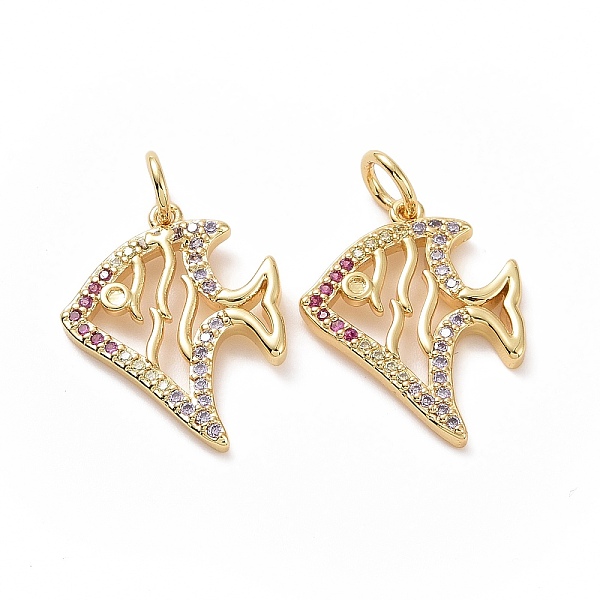 

PandaHall Brass Cubic Zirconia Pendants, Butterfly Fish Charm, Golden, 18.5x14.5x2mm, Hole: 3.5mm Brass+Cubic Zirconia Fish