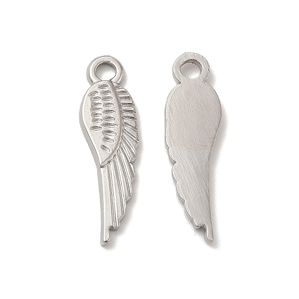 

PandaHall 201 Stainless Steel Pendants, Wing Charms, Stainless Steel Color, 26x7x2mm, Hole: 2.5mm 201 Stainless Steel Wing