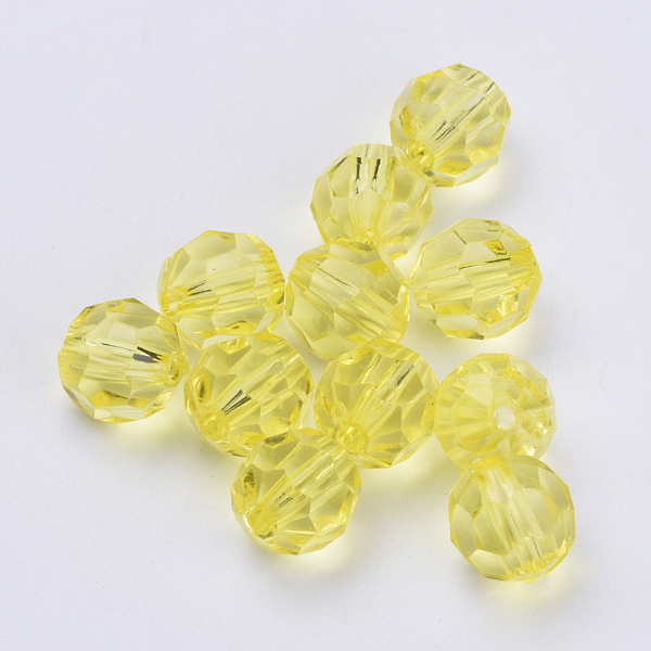 

PandaHall Transparent Acrylic Beads, Faceted, Round, Yellow, 6x5.5mm, Hole: 1.3mm, about 4200pcs/500g Acrylic Round Yellow