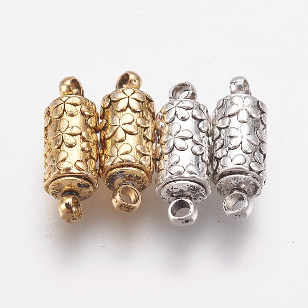

PandaHall Brass Magnetic Clasps with Loops, Long-Lasting Plated, Column, Mixed Color, 16.5x5.5mm, Hole: 2mm Brass Column