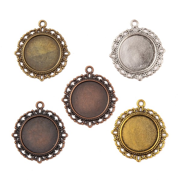 

PandaHall Flat Round Zinc Alloy Pendant Cabochon Settings, DIY Findings for Jewelry Making, Cadmium Free & Nickel Free & Lead Free, Mixed...