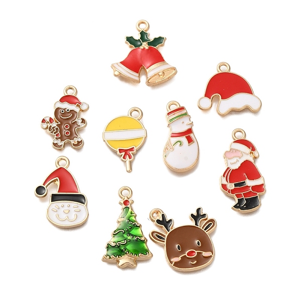 Christmas Theme Alloy Enamel Pendants