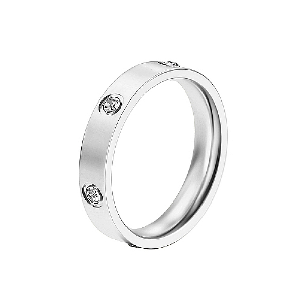 

PandaHall Stainless Steel Finger Rings, with Rhinestone, Stainless Steel Color, US Size 9(18.9mm) Stainless Steel+Rhinestone Clear