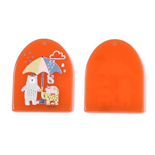 

PandaHall Translucent Cellulose Acetate(Resin) Pendants, 3D Printed, Half Oval with Bear, Orange Red, 36x27.5x2.5mm, Hole: 1.5mm Cellulose...