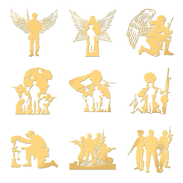 

PandaHall Nickel Decoration Stickers, Metal Resin Filler, Epoxy Resin & UV Resin Craft Filling Material, Golden, Soldier, Human, 40x40mm, 9...