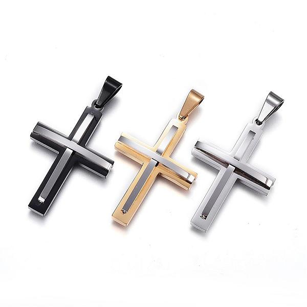 

PandaHall 304 Stainless Steel Pendants, Cross, Mixed Color, 38.5x25.5x5.5mm, Hole: 7x5mm 304 Stainless Steel Cross Multicolor