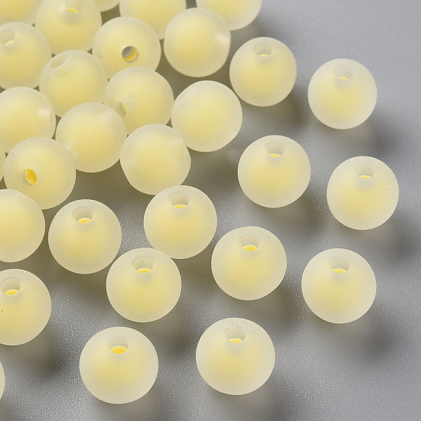 

PandaHall Transparent Acrylic Beads, Frosted, Bead in Bead, Round, Yellow, 9.5x9mm, Hole: 2mm, about 960pcs/500g Acrylic Round Yellow