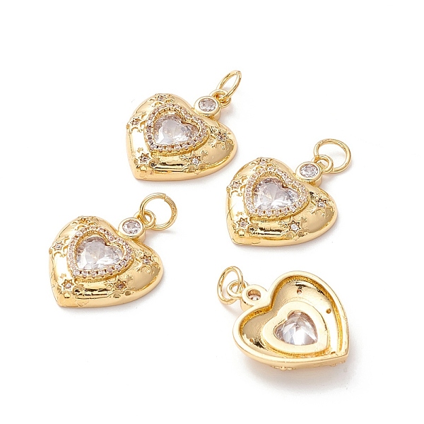 

PandaHall Brass Micro Pave Clear Cubic Zirconia Charms, with Jump Ring, Long-Lasting Plated, Lead Free & Cadmium Free & Nickel Free, Heart...