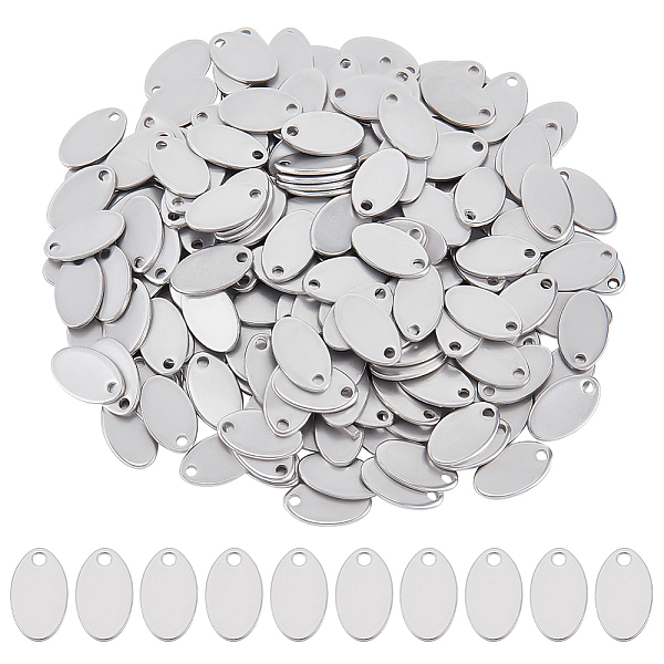 

PandaHall UNICRAFTALE About 200Pcs Oval 304 Stainless Steel Stamping Blank Tag Metal Tags with 2 Holes Stamping Tag Pendants for Bracelet...