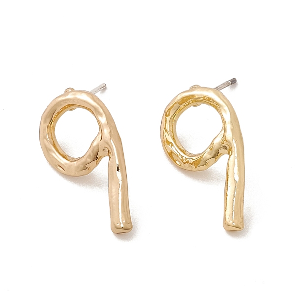 

PandaHall Brass Number Stud Earrings with 925 Sterling Silver Pins for Women, Num.9, 21.5x11.5mm, Pin: 0.7mm Brass Number