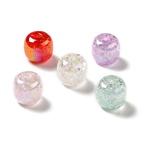 

PandaHall UV Plating Rainbow Iridescent Crackle Acrylic Beads, Column, Mixed Color, 14x15mm, Hole: 3.2mm Acrylic Column Multicolor