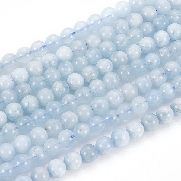 

PandaHall Natural Aquamarine Bead Strands, Round, 5~6mm, Hole: 0.5mm, about 65~70pcs/strand, 16 inch Aquamarine Round