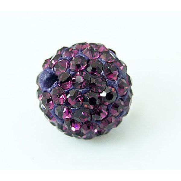 

PandaHall Polymer Clay Rhinestone Beads, Pave Disco Ball Beads, Grade A, Half Drilled, Round, Amethyst, PP9(1.5.~1.6mm), 6mm, Hole: 1.2mm..., Purple