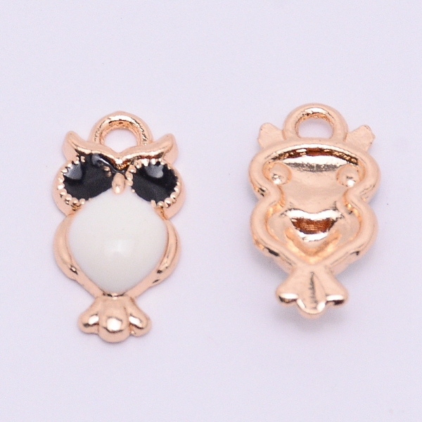 

PandaHall Alloy Enamel Pendants, Owl Shape, Golden, White, 17x9x3.5mm, Hole: 1.6mm Alloy+Enamel Owl White