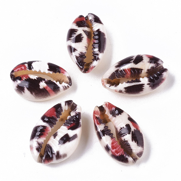 

PandaHall Printed Natural Cowrie Shell Beads, No Hole/Undrilled, with Leopard Print Pattern, Red, 18~21x12~15x7mm Cowrie Shell Shell Shape...