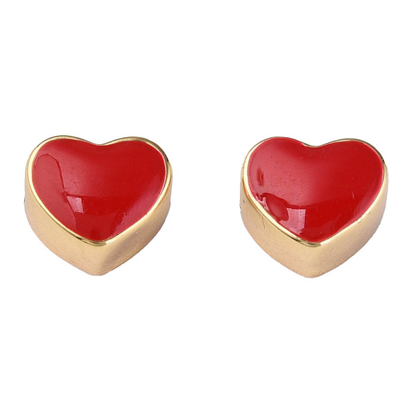

PandaHall Brass Beads, with Enamel, Nickel Free, Heart, Real 18K Gold Plated, 9.5x11x7.5mm, Hole: 3mm Brass+Enamel Heart
