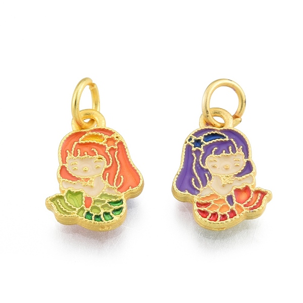

PandaHall Alloy Enamel Charm, with Jump Rings, Matte Gold Color, Mermaid, Colorful, 13.5x10x1.7mm, Hole: 3.4mm Alloy+Enamel Others