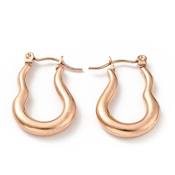 

PandaHall Ion Plating(IP) 304 Stainless Steel Twist Oval Hoop Earrings for Women, Rose Gold, 23.5x17x3.5mm, Pin: 0.8mm 304 Stainless Steel...