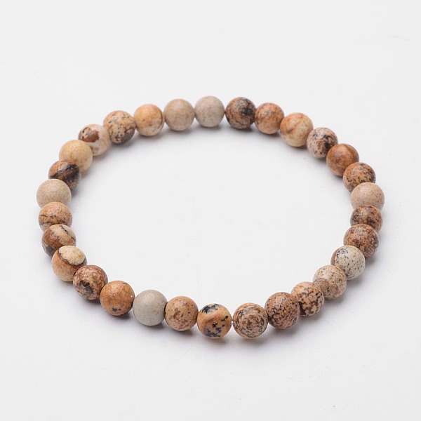 

PandaHall Natural Picture Jasper Beaded Stretch Bracelets, 56mm Picture Jasper