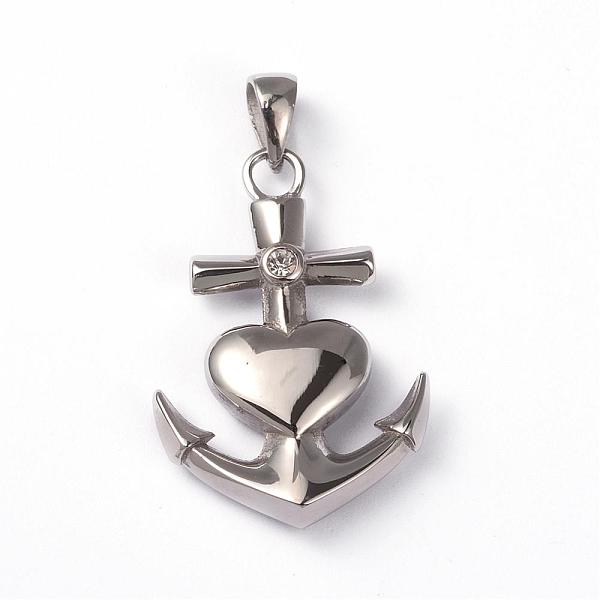 

PandaHall 316 Surgical Stainless Steel Pendants, with Rhinestone, Faith Hope Love Charity Charms, Camargue Cross, Stainless Steel Color..., Clear