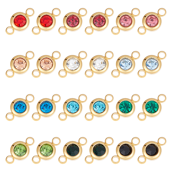 

PandaHall Unicraftale 24Pcs 12 Colors 304 Stainless Steel Rhinestone Connector Charms, Golden, Flat Round, Mixed Color, 12x6.5x4mm, Hole..., Multicolor