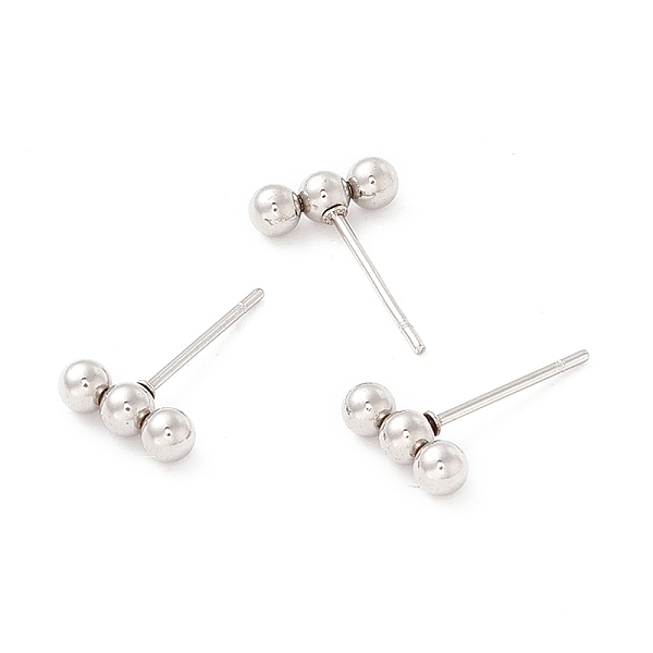 

PandaHall 201 Stainless Steel Beaded Horizontal Bar Stud Earrings with 316 Stainless Steel Pin for Women, Stainless Steel Color, 9x3mm, Pin...