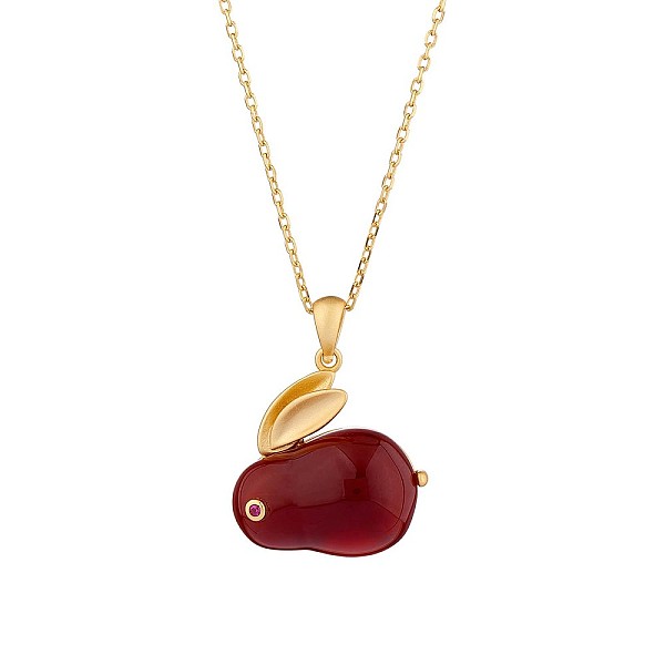 

PandaHall Red Dyed Natural White Jade & Cubic Zirconia Bunny Pendant Necklace, 925 Sterling Silver 2023 New Rabbit Year Jewelry for Women...