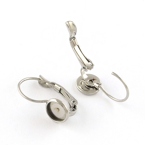 

PandaHall Flat Round Tray Smooth Surface 304 Stainless Steel Leverback Earring Findings, Stainless Steel Color, Tray: 6mm, 19x8mm, Pin...