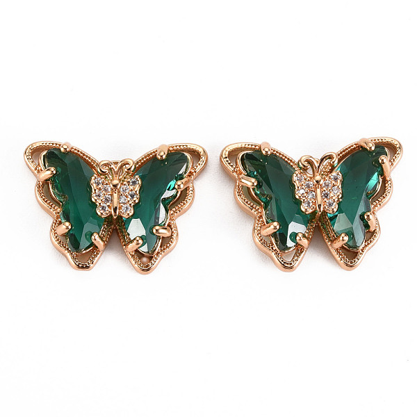 

PandaHall Glass Pendants, with Brass Micro Pave Cubic Zirconia, Faceted, Butterfly, Light Gold, Teal, 15x21x6mm, Hole: 1.2mm Brass+Glass..., Cyan