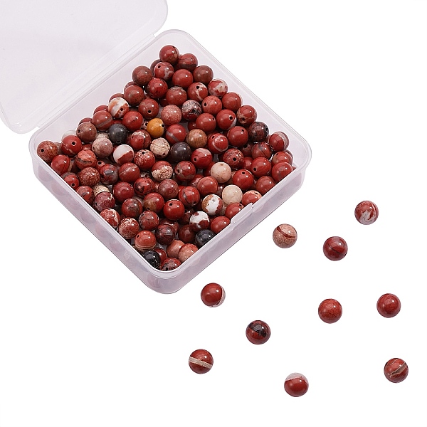 

PandaHall 200Pcs Natural Red Jasper Bead, Round, 8mm, Hole: 1mm Red Jasper Round