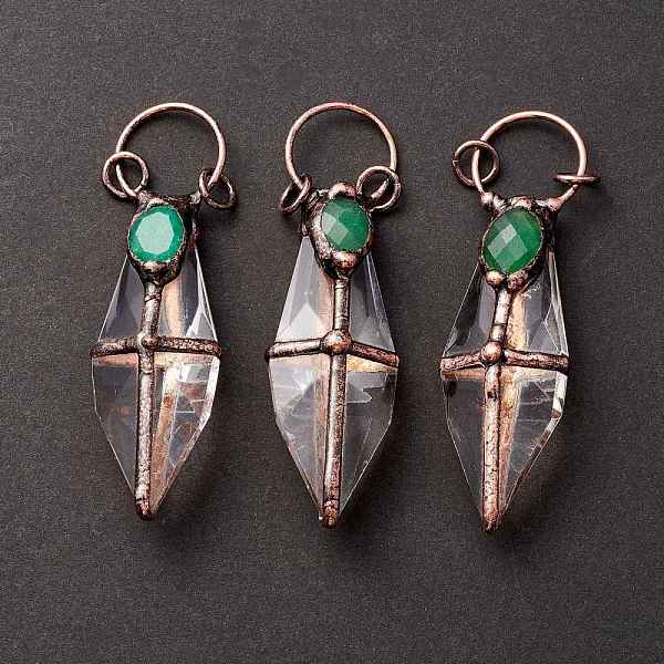 

PandaHall Glass Pendants, with Tin Findings, Lead & Nickel & Cadmium Free, Rhombus with Cross, Red Copper, Clear, 83x24.5x17mm Glass Rhombus...