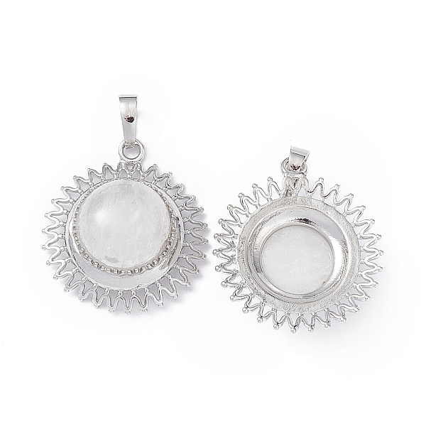 

PandaHall Natural Quartz Crystal Pendants, Rock Crystal Pendants, Sun Charms, with Platinum Tone Brass Findings, Half Round, 31x27.5x12mm...