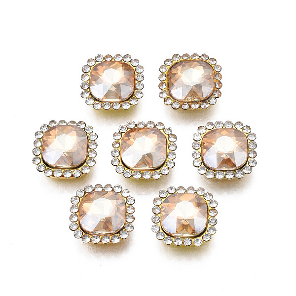 

PandaHall Sew on Rhinestone, Transparent Glass Rhinestone, with Iron Prong Settings, Faceted, Square, Gold Quartz, 14x14x6.5mm, Hole: 1.5mm..., Yellow