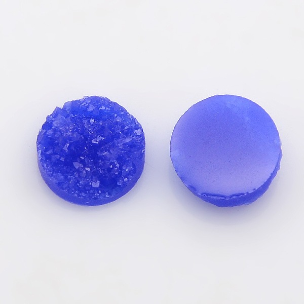 

PandaHall Druzy Resin Cabochons, Flat Round, Blue, 12x5mm Resin Flat Round Blue