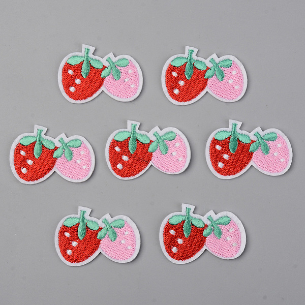 

PandaHall Computerized Embroidery Cloth Iron on/Sew on Patches, Appliques, Costume Accessories, Strawberry, Red, 28x40x1.5mm Cloth Fruit Red