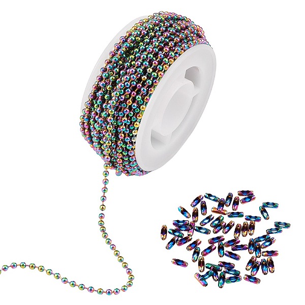 

PandaHall 5M Ion Plating(IP) Rainbow Color 304 Stainless Steel Ball Chains, with 10Pcs Ion Plating(IP) 304 Stainless Steel Ball Chain...