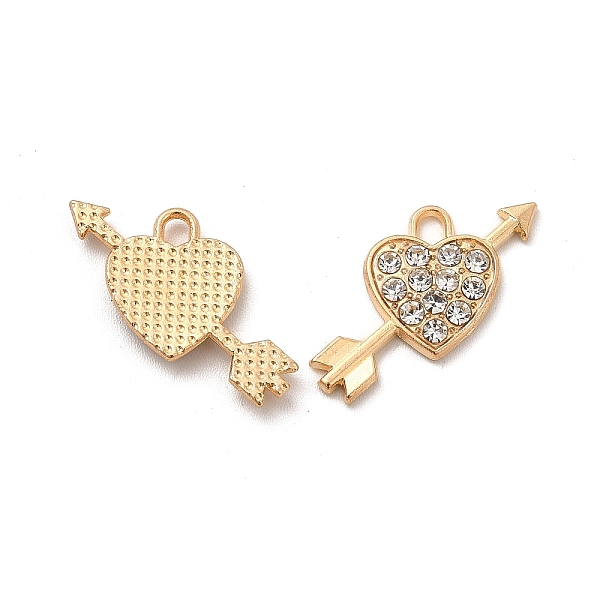 

PandaHall Alloy Crystal Rhinestone Pendants, Heart & Arrow Charm, Light Gold, 23x10.5x2.5mm, Hole: 1.8mm Alloy+Rhinestone Heart Clear