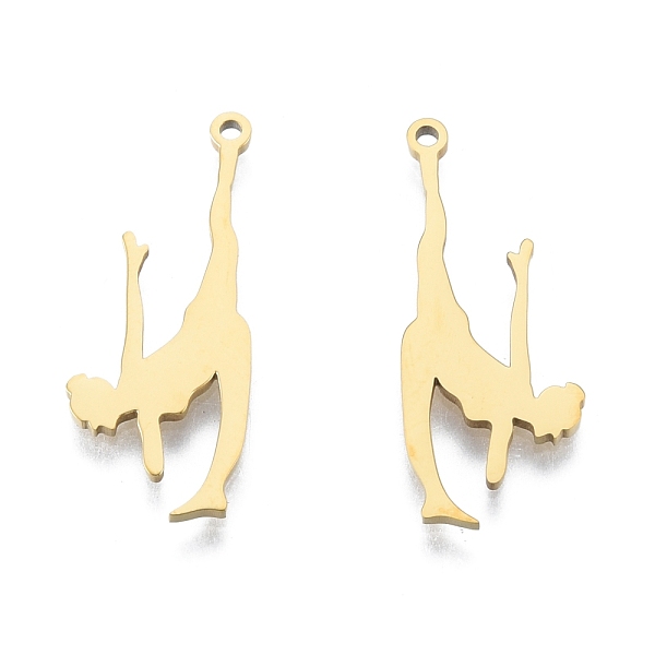 

PandaHall Ion Plating(IP) 201 Stainless Steel Pendants, Dancer, Real 18K Gold Plated, 32.5x13x1.5mm, Hole: 1.5mm 201 Stainless Steel Human