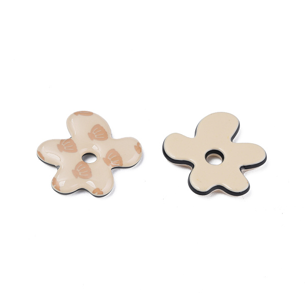 

PandaHall Printed Acrylic Cabochons, Flower with Shell Pattern, Blanched Almond, 29.5x30.5x4.5mm Acrylic Flower