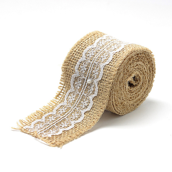 

PandaHall Burlap Ribbon, Hessian Ribbon, Jute Ribbon, with Cotton Ribbons, for Jewelry Making, Tan, 2 inch(50mm), about 2.187yards/roll..., Orange
