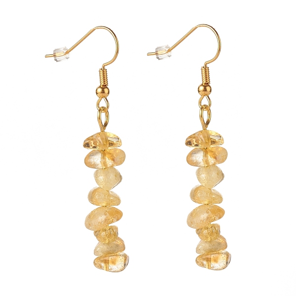 

PandaHall Natural Citrine Chip Beaded Dangle Earrings, Gemstone Drop Earrings for Women, Brass Jewelry, Golden, 50~54x7~11.5x5~8mm, Pin...
