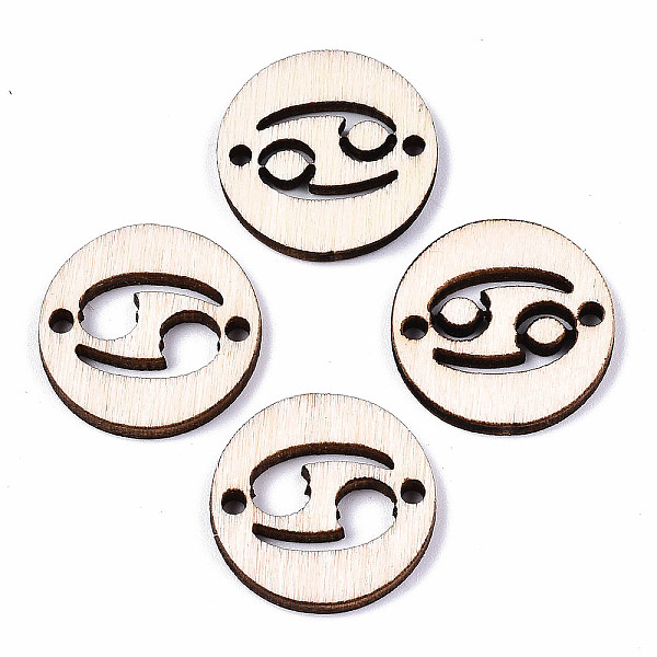 

PandaHall Unfinished Natural Poplar Wood Links Connectors, Laser Cut, Flat Round with Constellation, Cancer, 19.5x2.5mm, Hole: 2mm Wood...