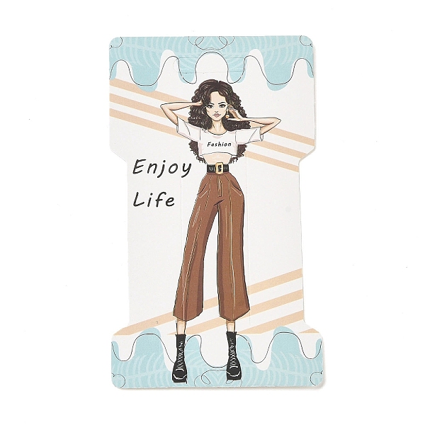 

PandaHall Rectangle Girl Print Paper Hair Clip Display Cards, Jewelry Display Cards for Hair Clip Storage, Camel, 11.5x6.6x0.05cm, Hole..., Brown