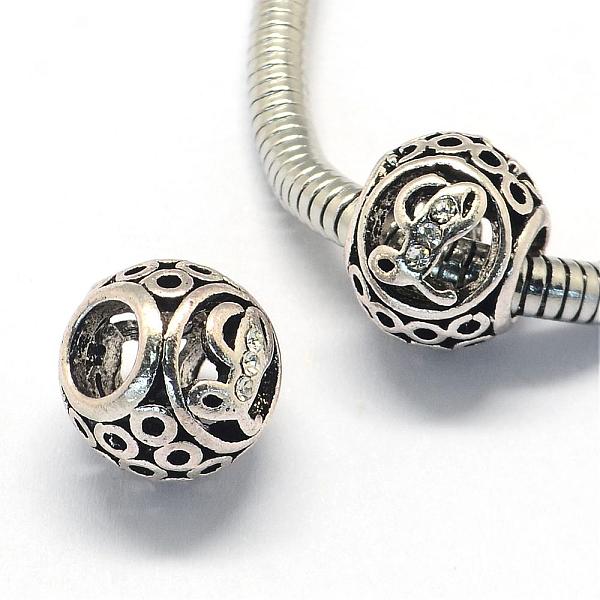 

PandaHall Alloy Rhinestone European Beads, Letter Style, Large Hole Rondelle Beads, Antique Silver, Letter.L, 11x9.5mm, Hole: 4.5mm..., Clear